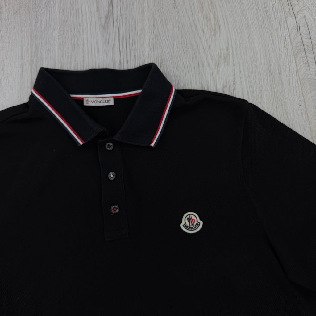 Moncler Men’s Black Polo Shirt - Medium Slim