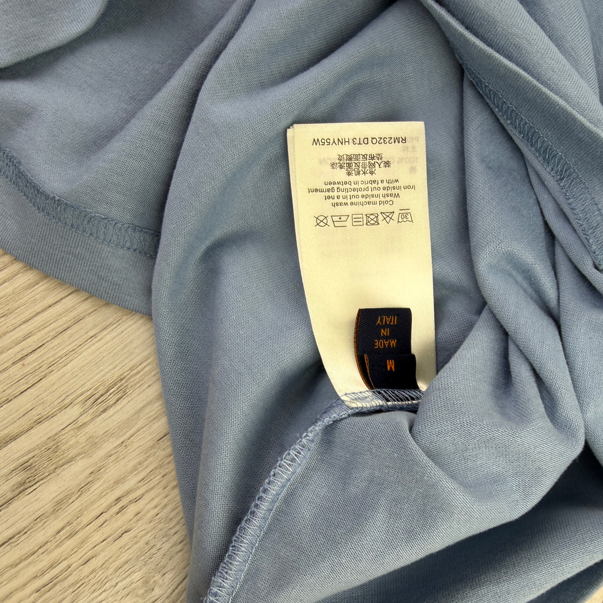 Louis Vuitton Men's Baby Blue Embossed T-shirt - Medium Oversized