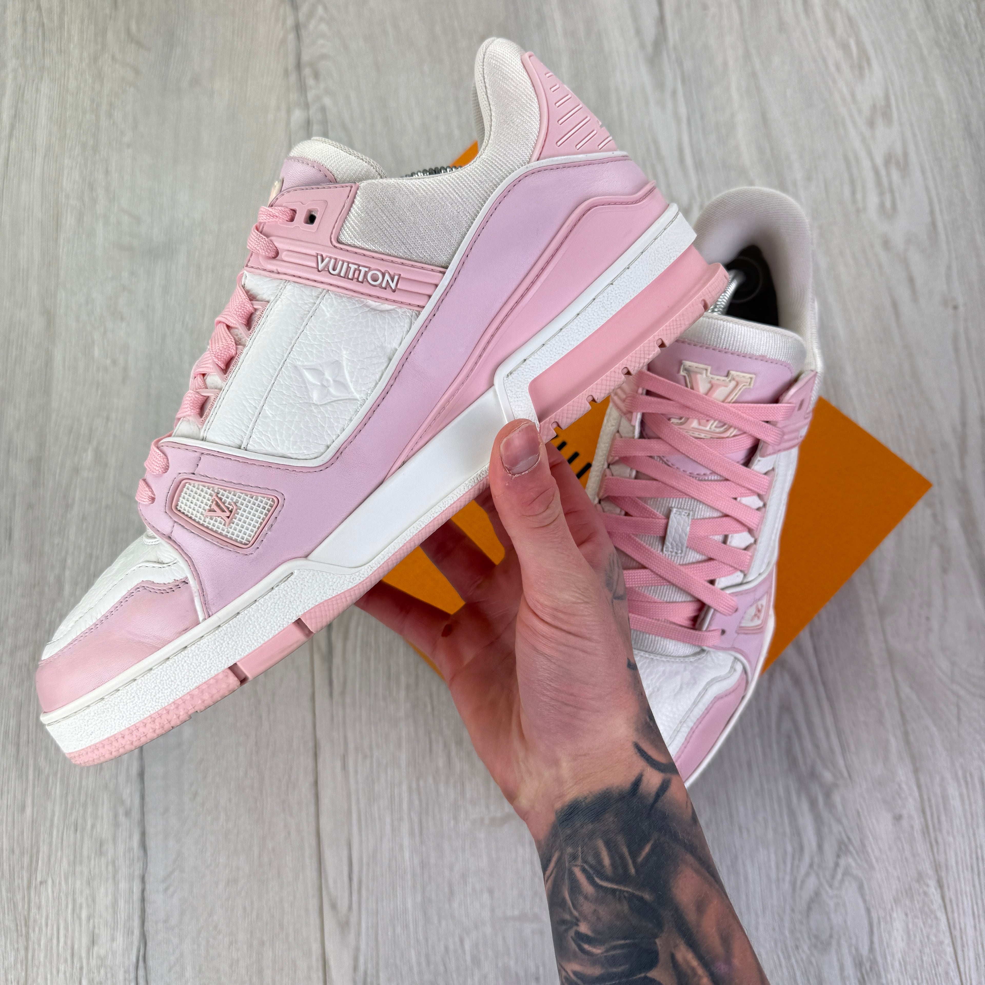 Louis Vuitton Men’s White & Pink Trainers - Uk 10 (Fit 11)