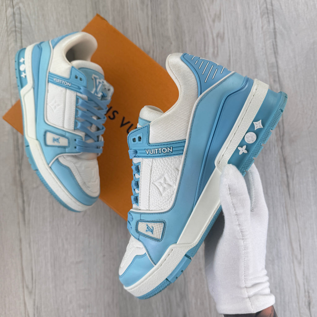 Louis Vuitton Men’s Blue & White Low Trainers - Uk 7 (Fit 7.5)