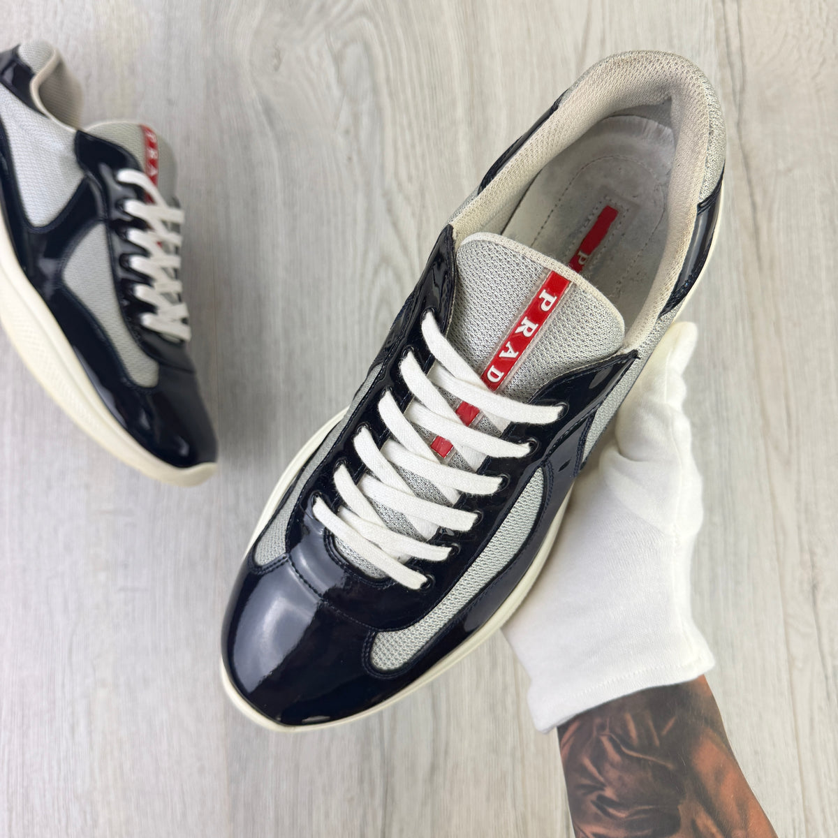 Prada Cups Dark Grey / White Trainers - Uk 11