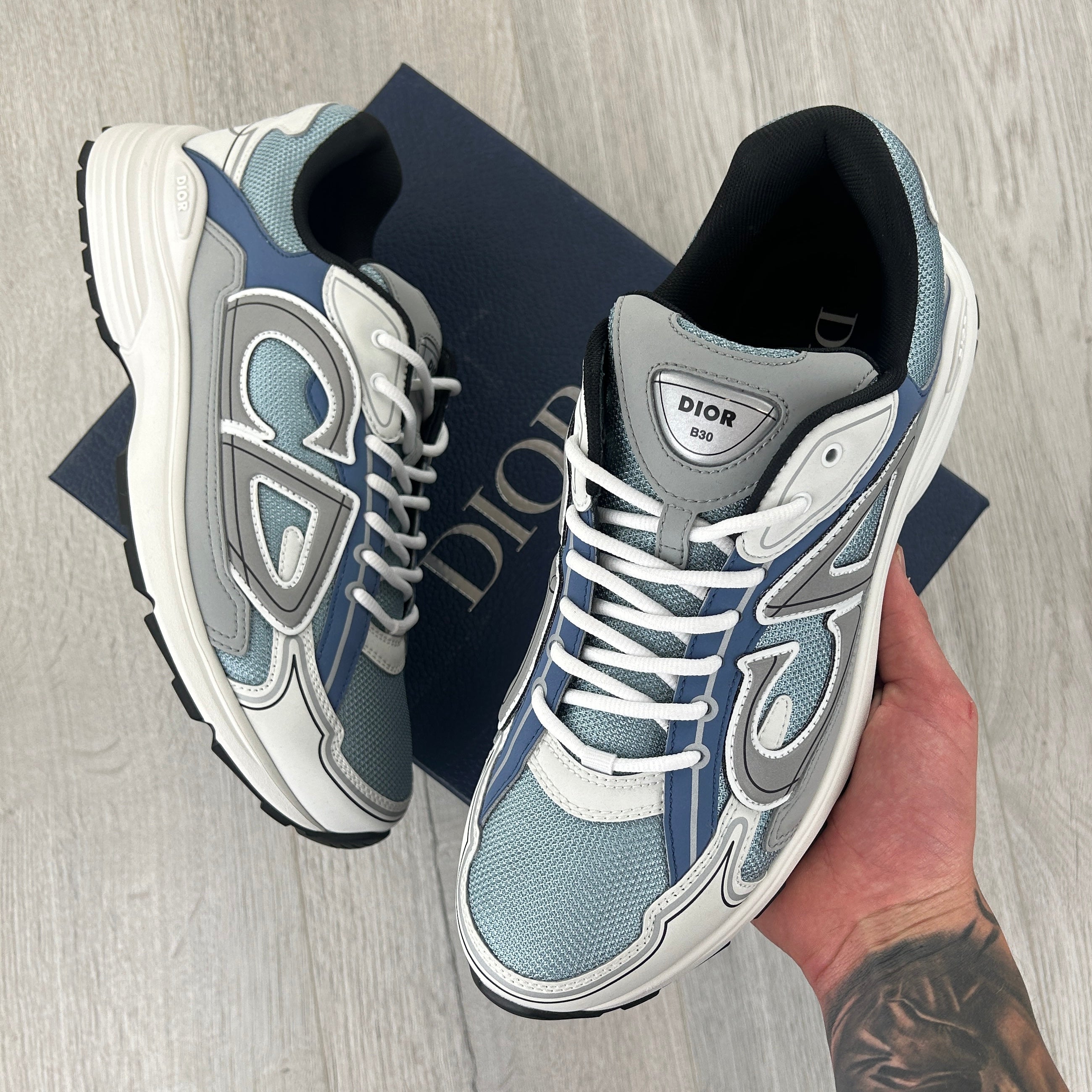 Dior B30 Men s Baby Blue White Trainers 44 Fit Uk 10 Trickey.store