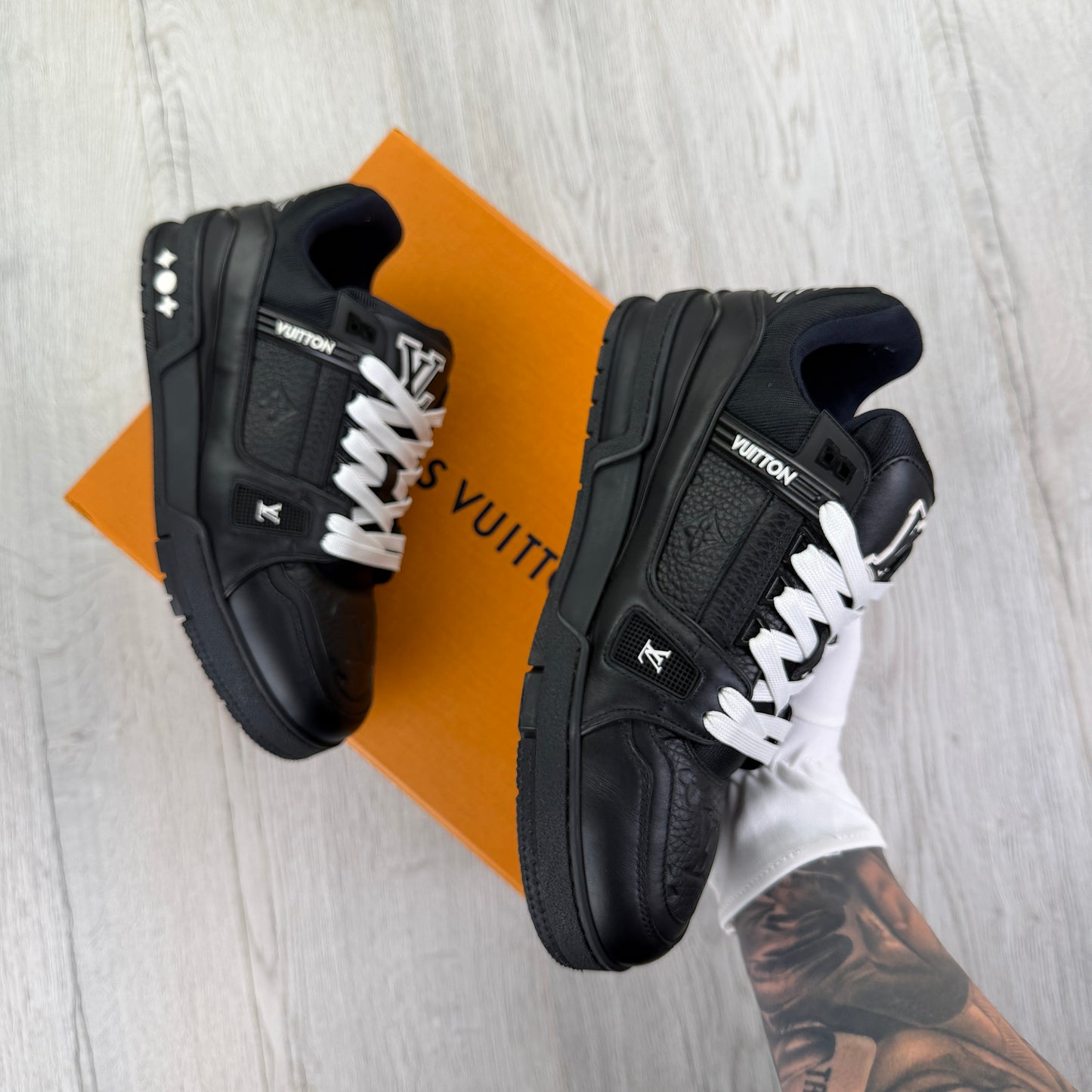 Louis Vuitton Men’s Black & White Trainers - Uk 7 (Fit 8)