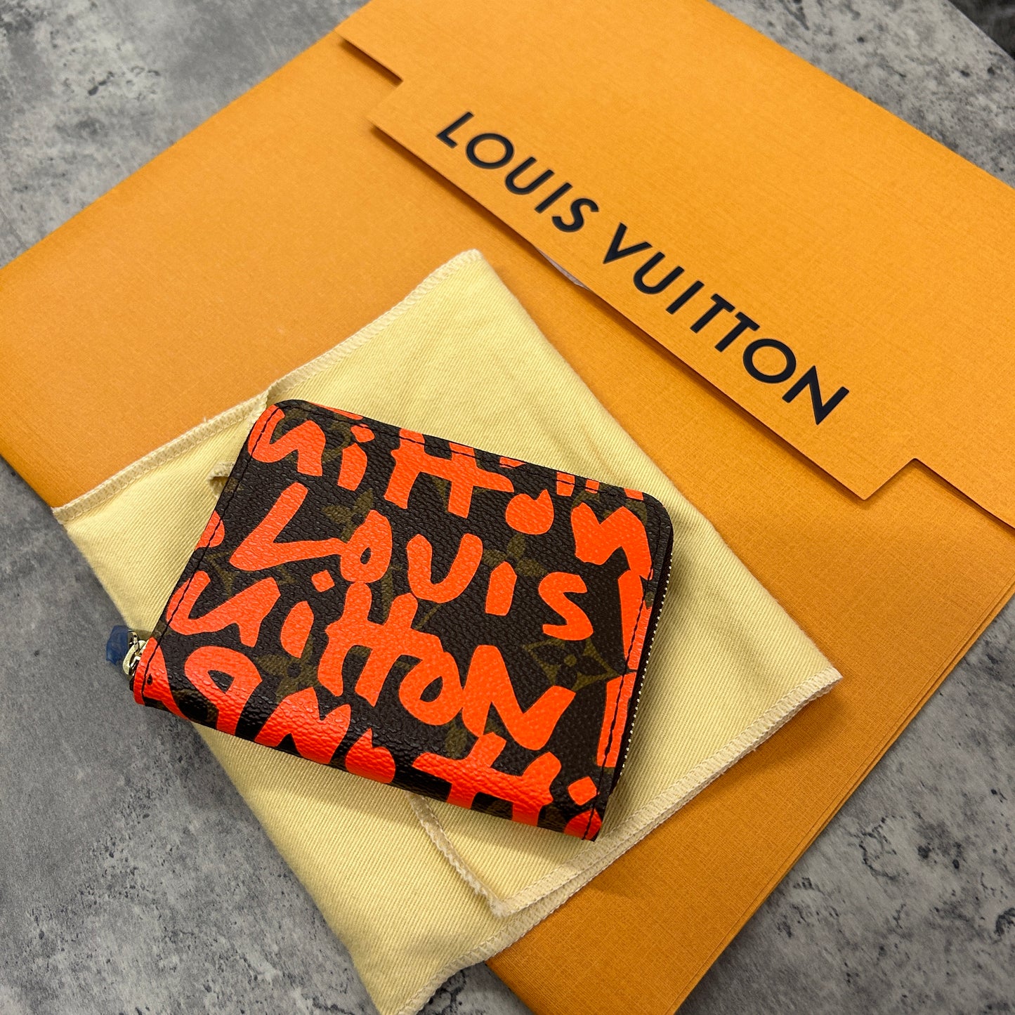 Louis Vuitton x Stephen Spouse Monogram Graffiti Fuchsia Orange Zip-up Purses