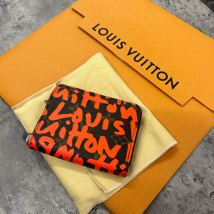 Louis Vuitton x Stephen Spouse Monogram Graffiti Fuchsia Orange Zip-up Purses