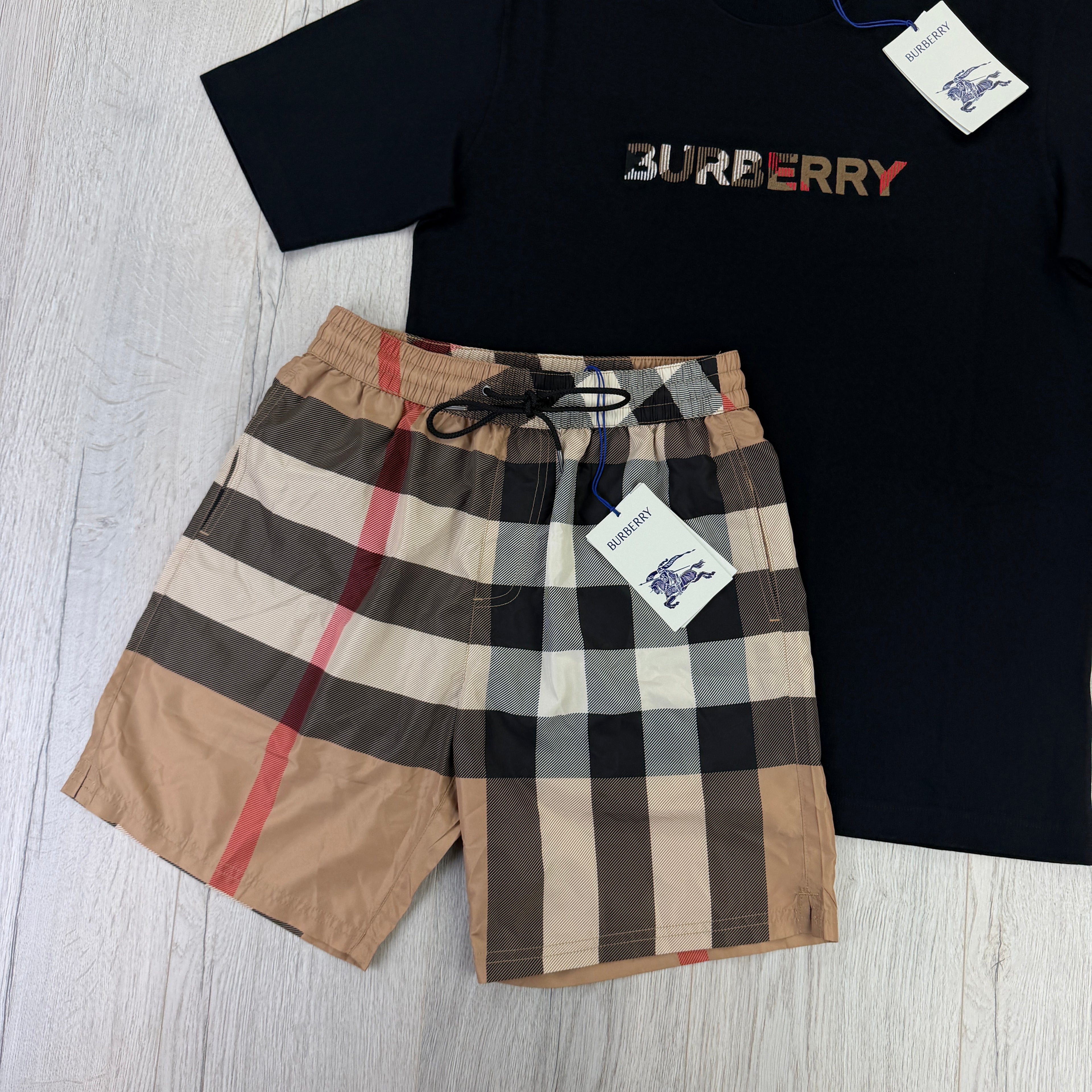 Burberry Men’s Black T-shirt & Shorts Set