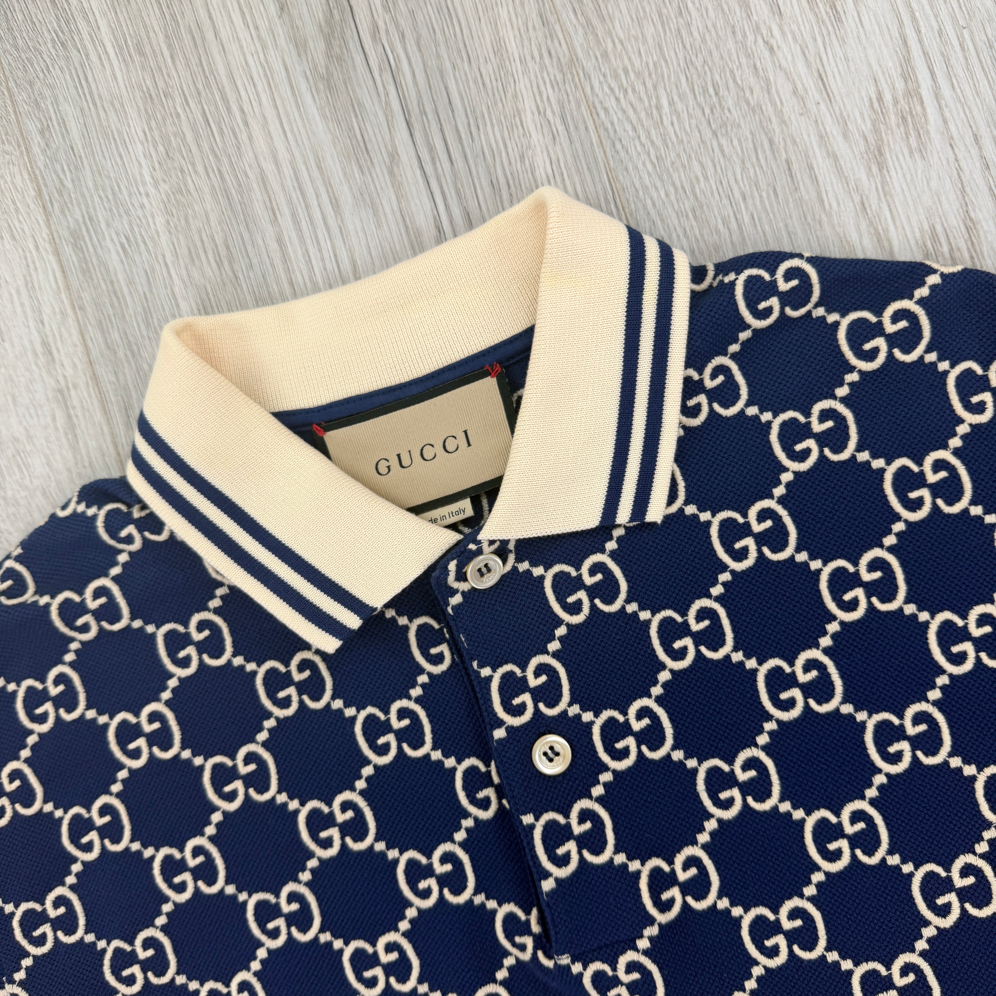 Gucci Men’s Navy GG Interlocking Polo Shirt