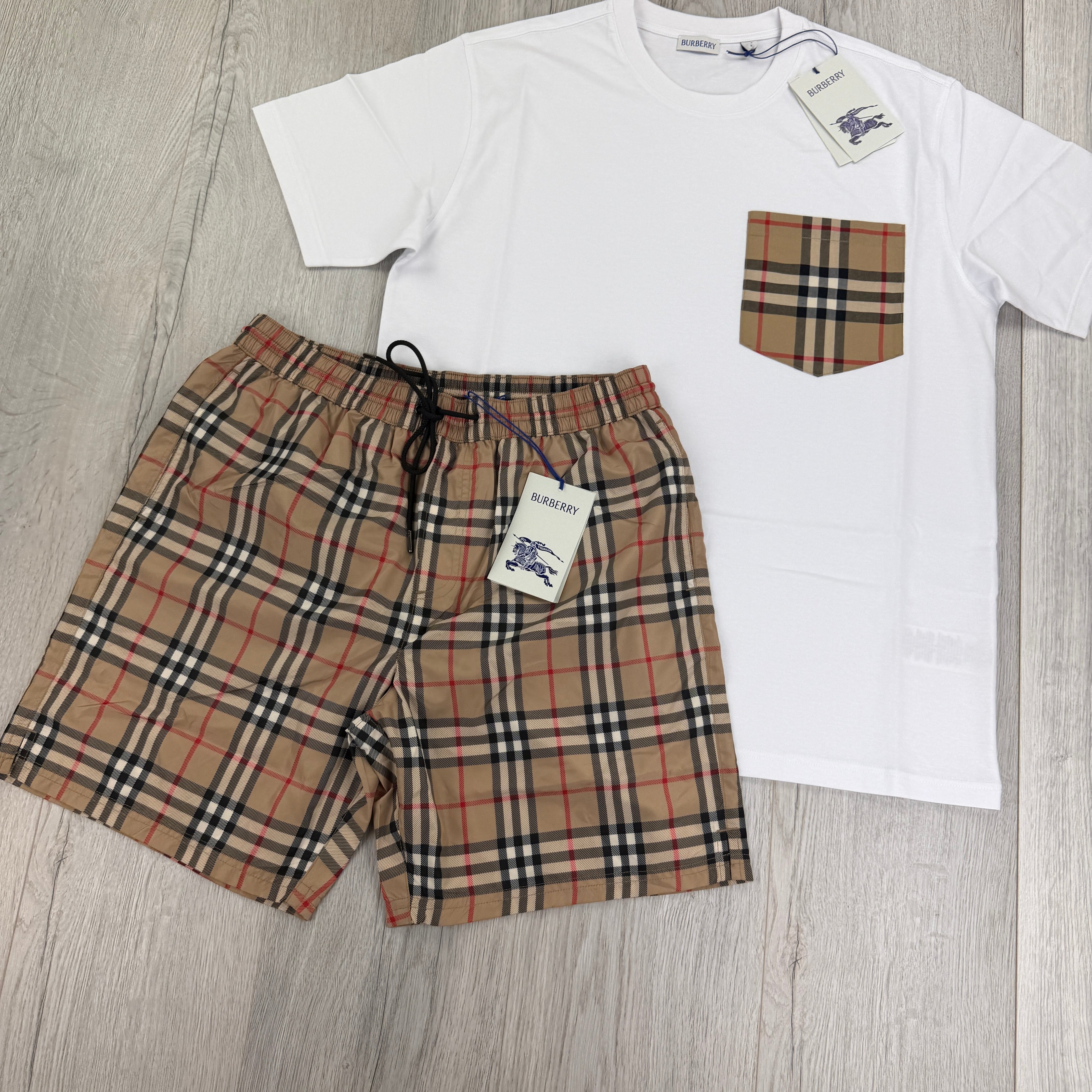 Burberry Men's White T-shirt & Shorts Set – Trickey.store