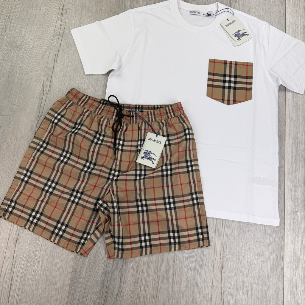 Burberry Men’s White T-shirt & Shorts Set