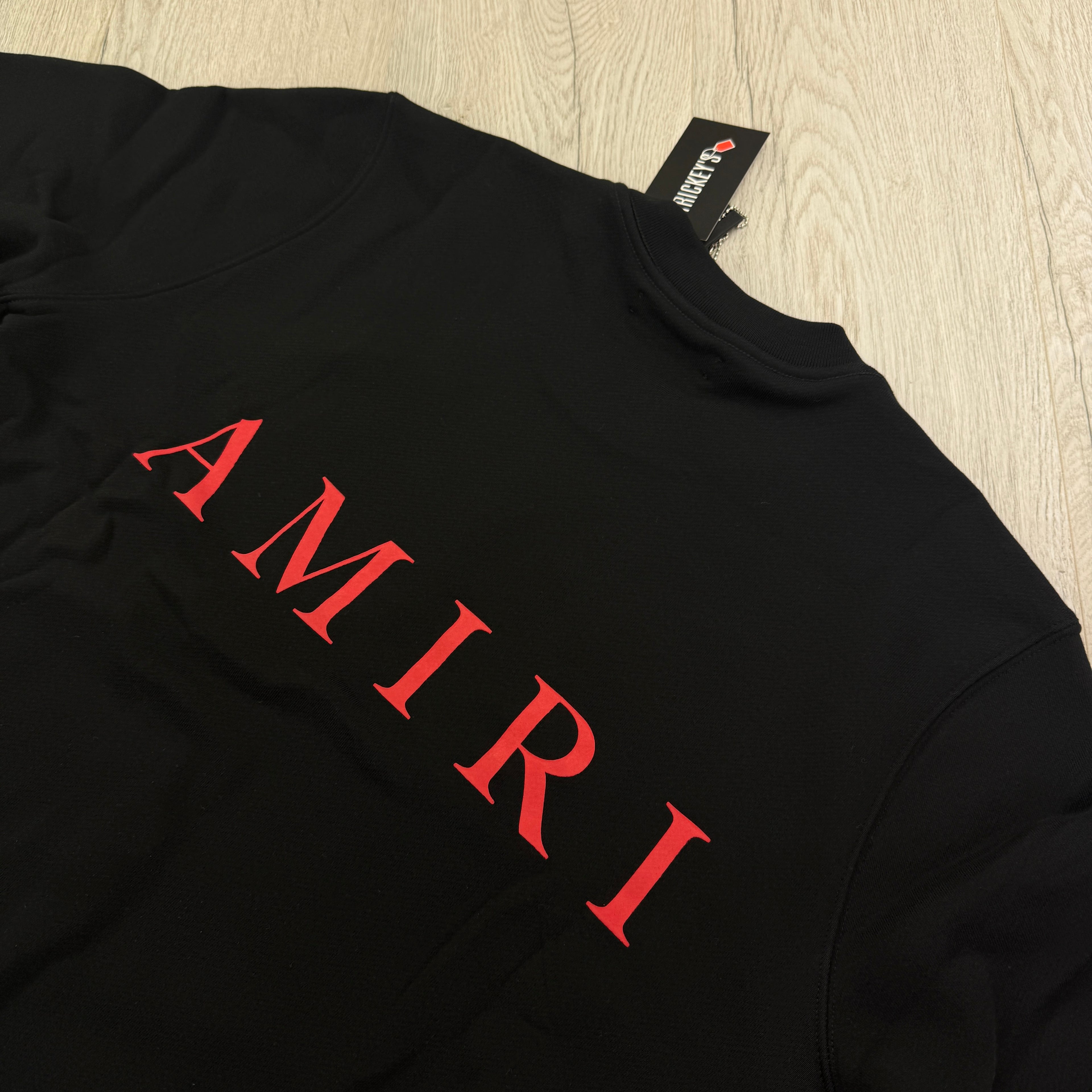 Amiri Men’s Black Crewneck Jumper Red MA Logo - Medium