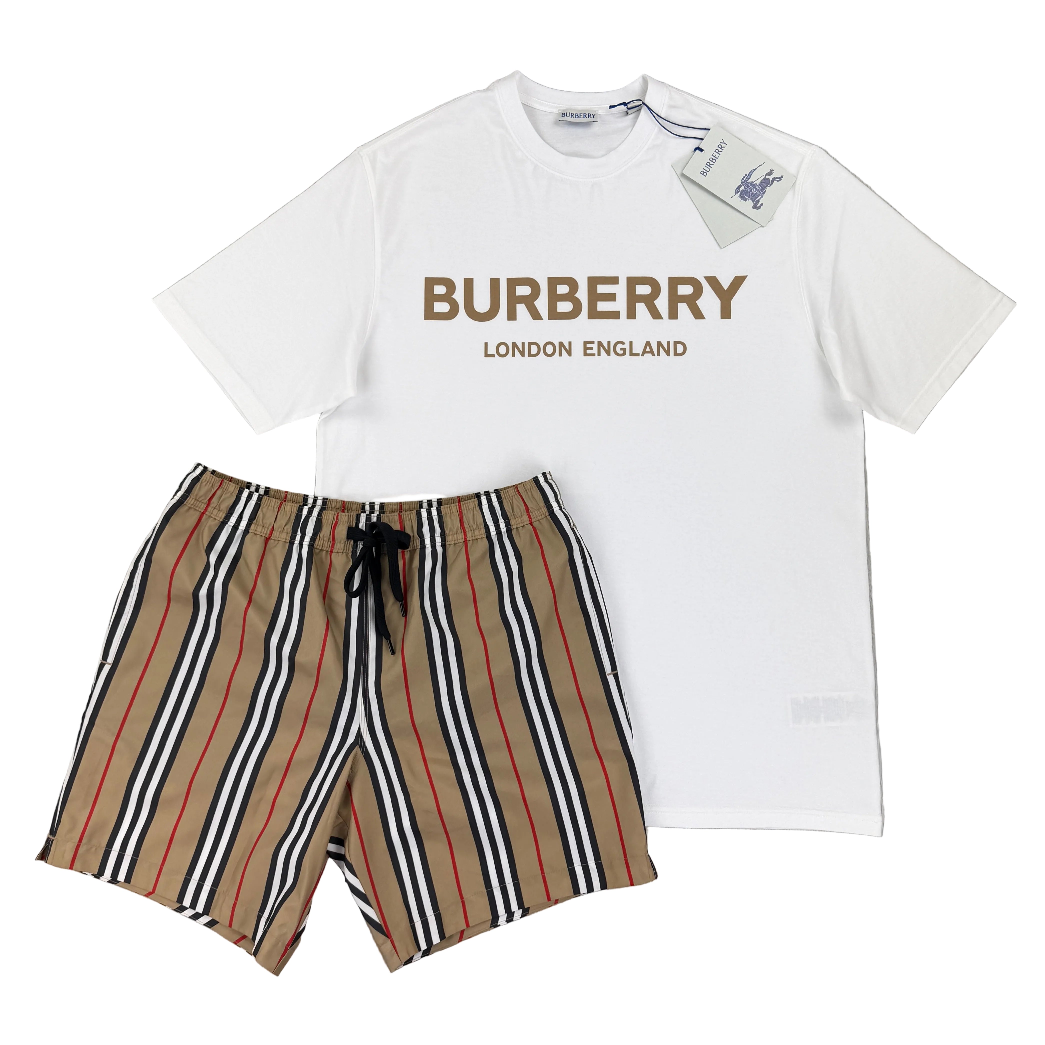 Burberry Men's White T-shirt & Shorts Set – Trickey.store