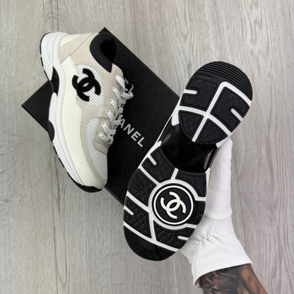 Chanel Women’s Low Top Beige / Black Suede Trainers