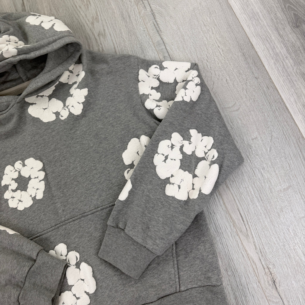 Denim Tears Men’s Grey Cotton Wreath Pullover Hoodie - Small