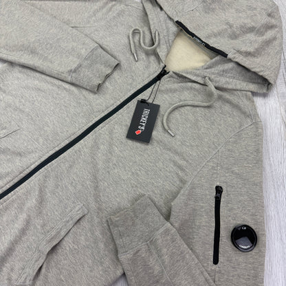 Cp Company Men’s Grey Zip-up Hoodie - Large
