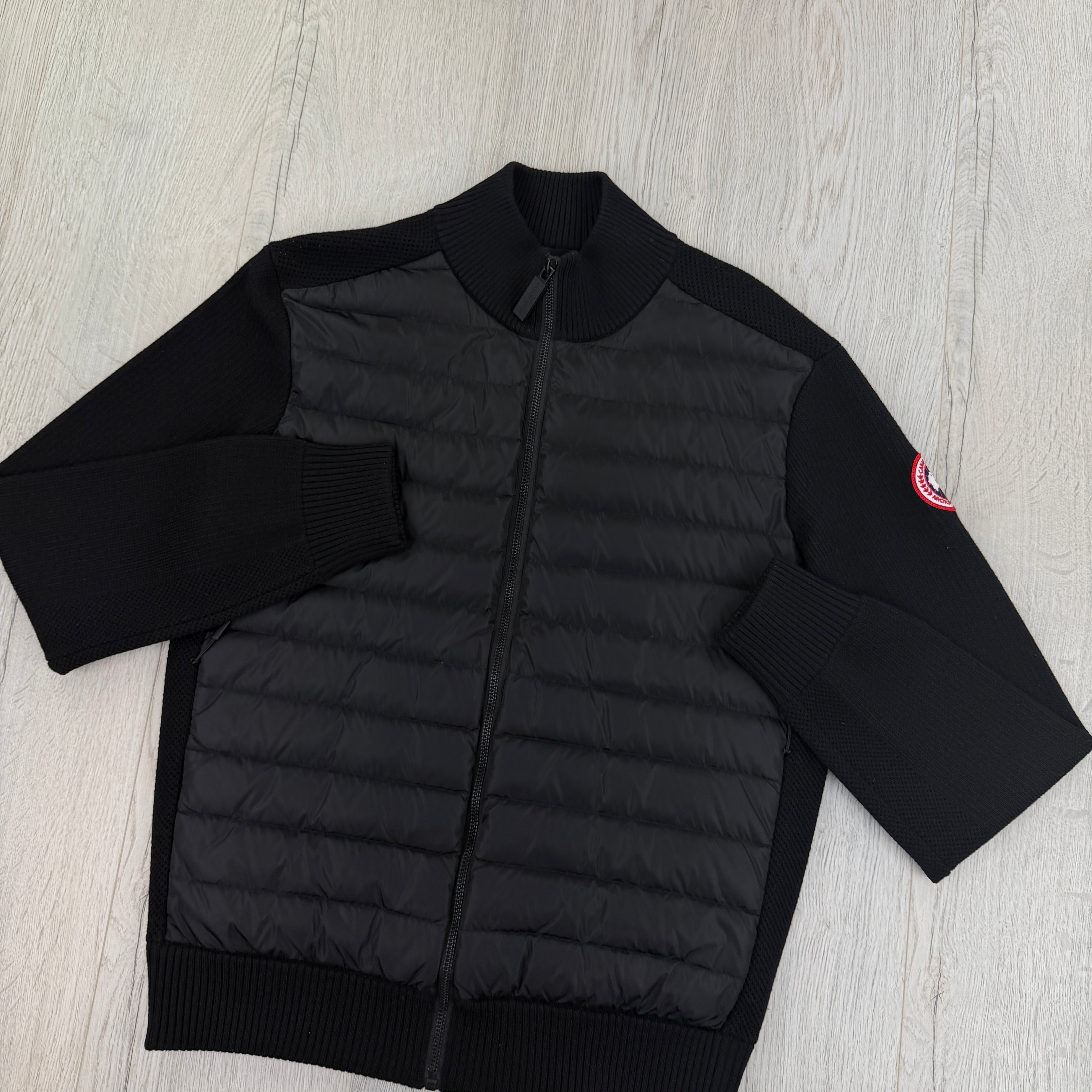 Canada Goose Men’s Black Zip-up Hybridge Knit Jacket