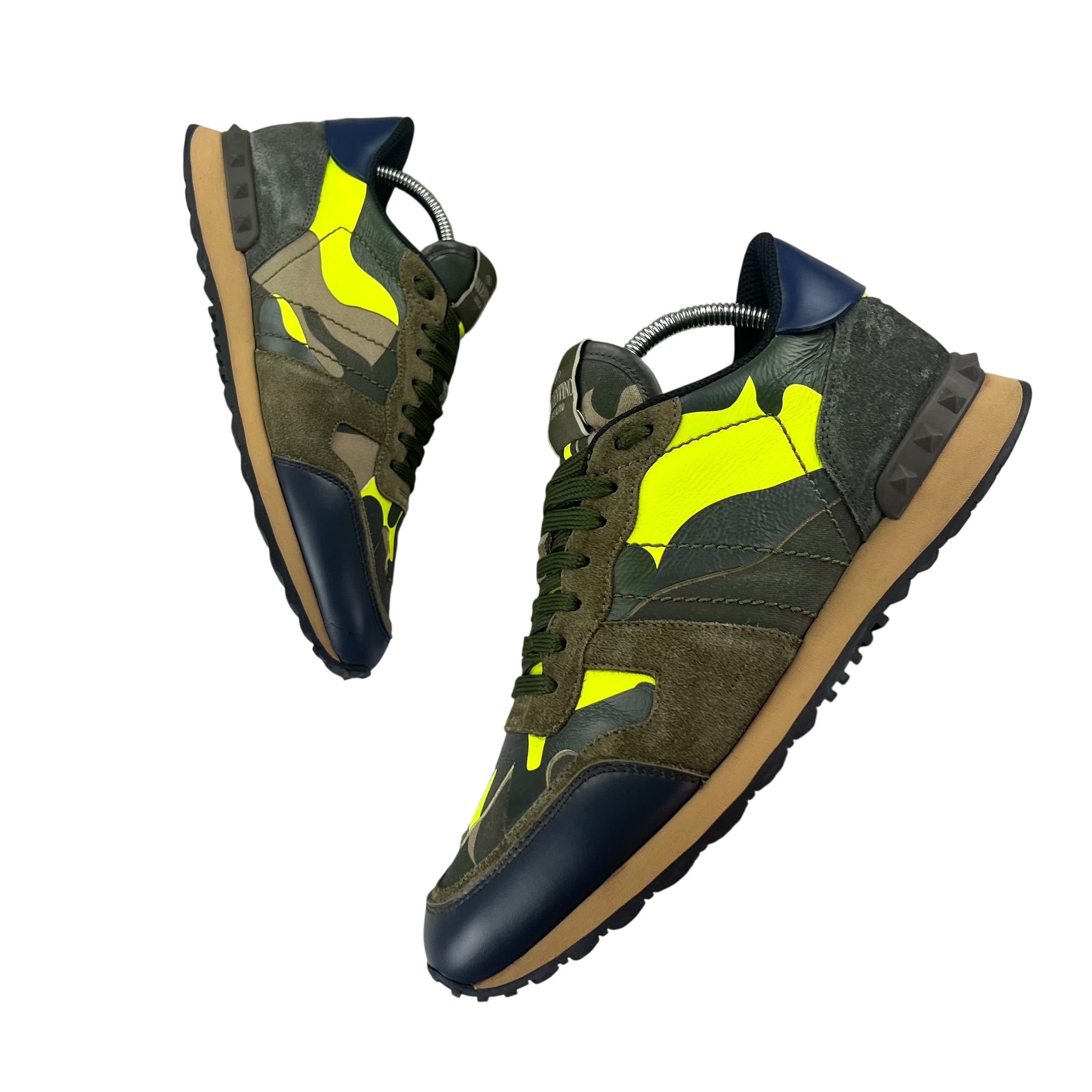 Valentino Men’s Camo Rockrunner Trainers Neon Hint - 41 (Uk 7/7.5)