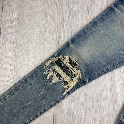 Amiri MX1 Light Blue Distressed Ripped Indigo Jeans - Uk 29