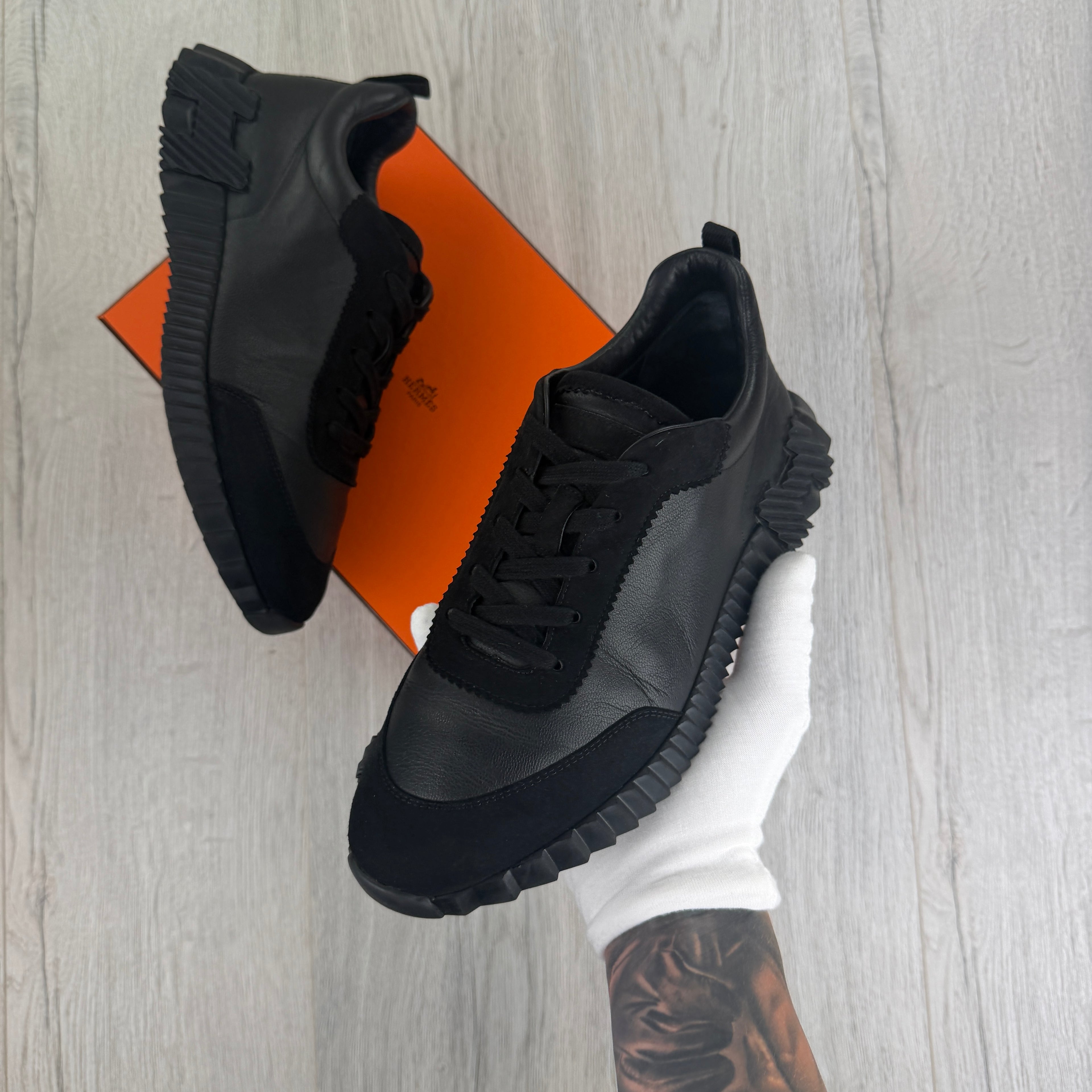Hermes Men’s All Black Suede Bouncing Sneakers - 42.5 Fit (Uk 8.5)