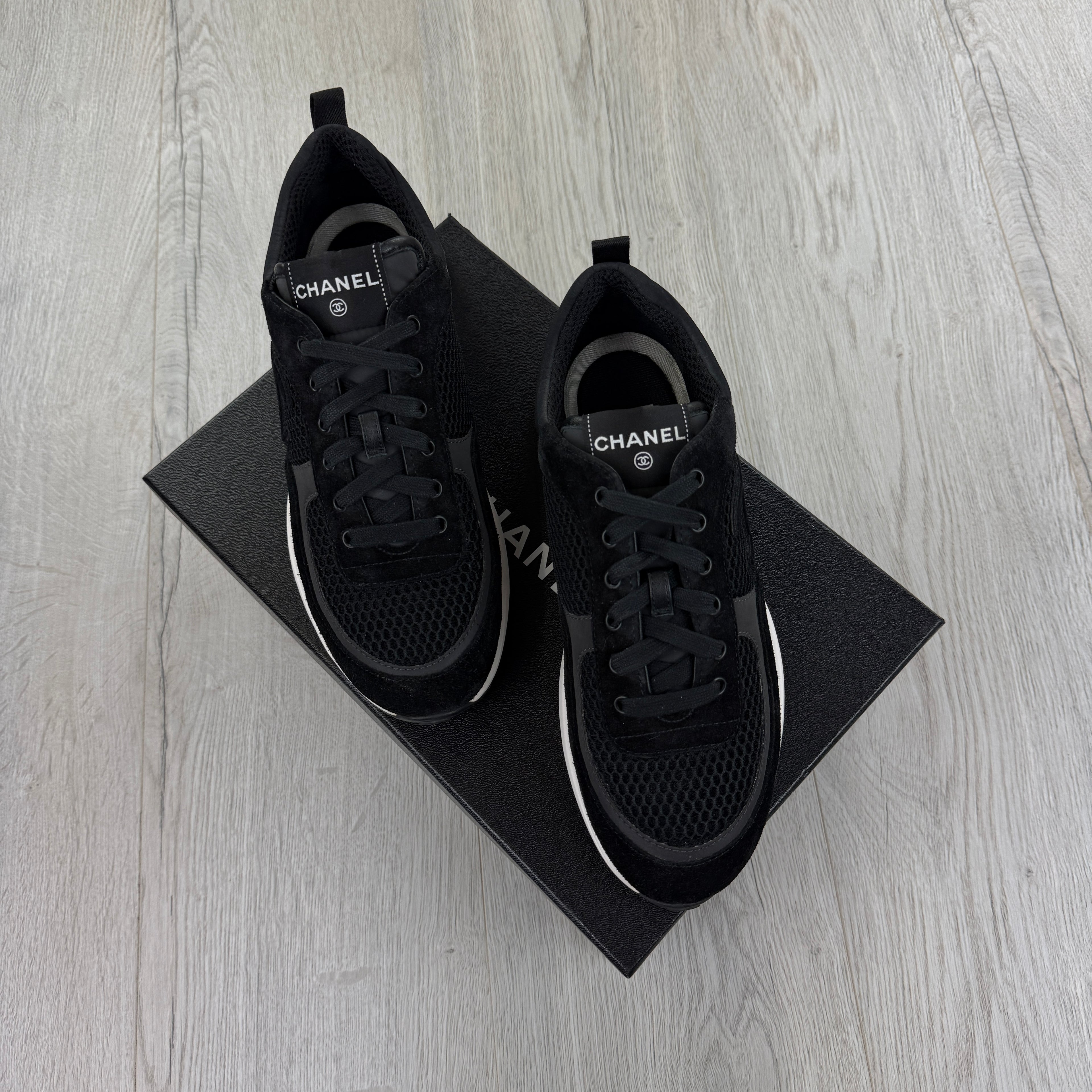 Chanel Men’s Black Low Suede Runners - Uk 7