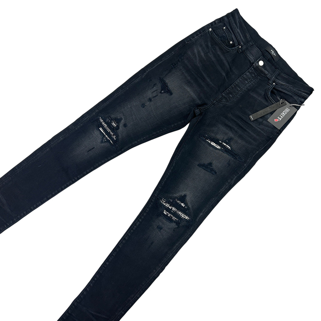 Amiri Men’s Boucle MX1 Aged Black Distressed Jeans