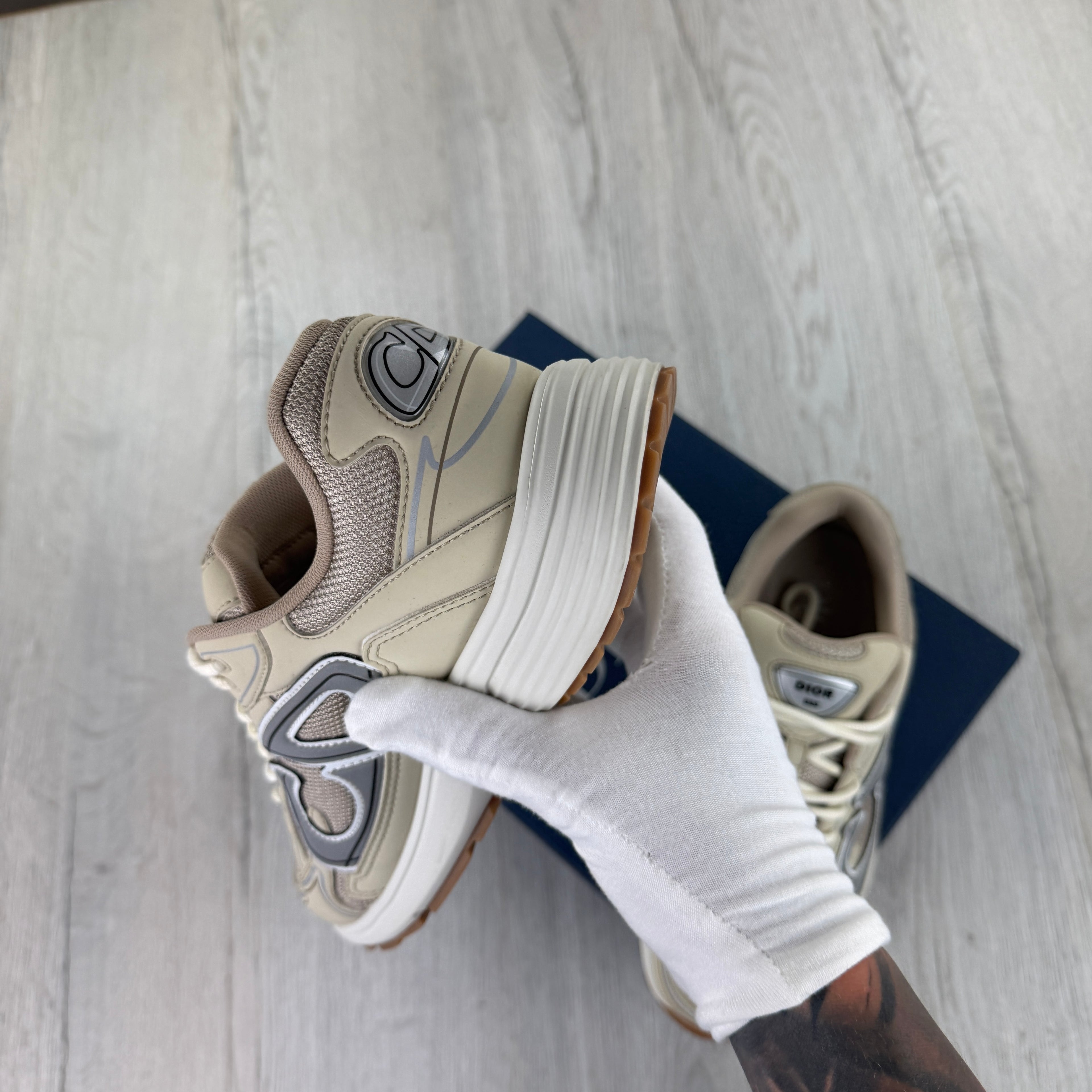 Dior B30 Men’s Cream Mesh and Technical Fabric Trainers - 42.5 (Fit Uk 8.5)