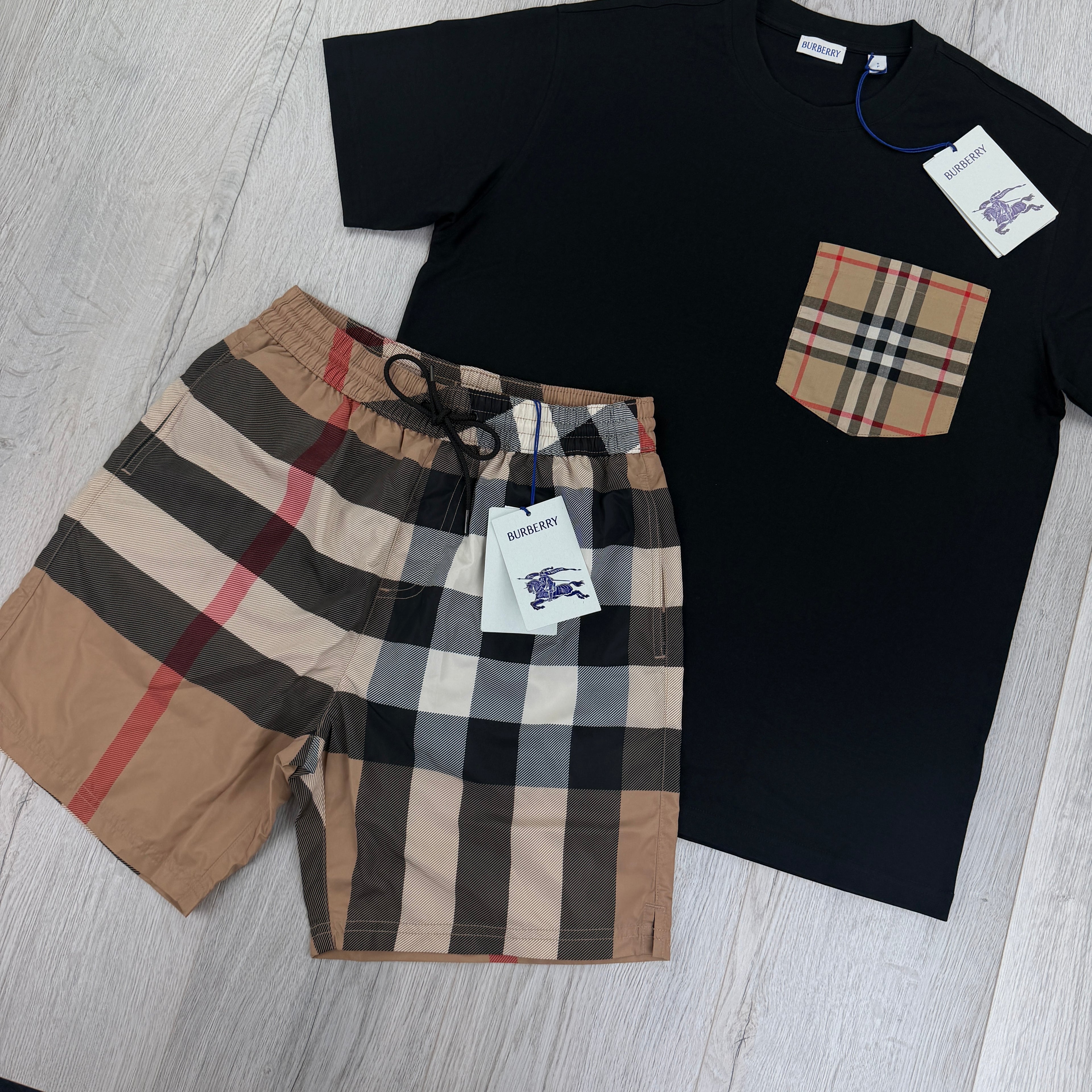Burberry Men’s Black T-shirt & Shorts Set