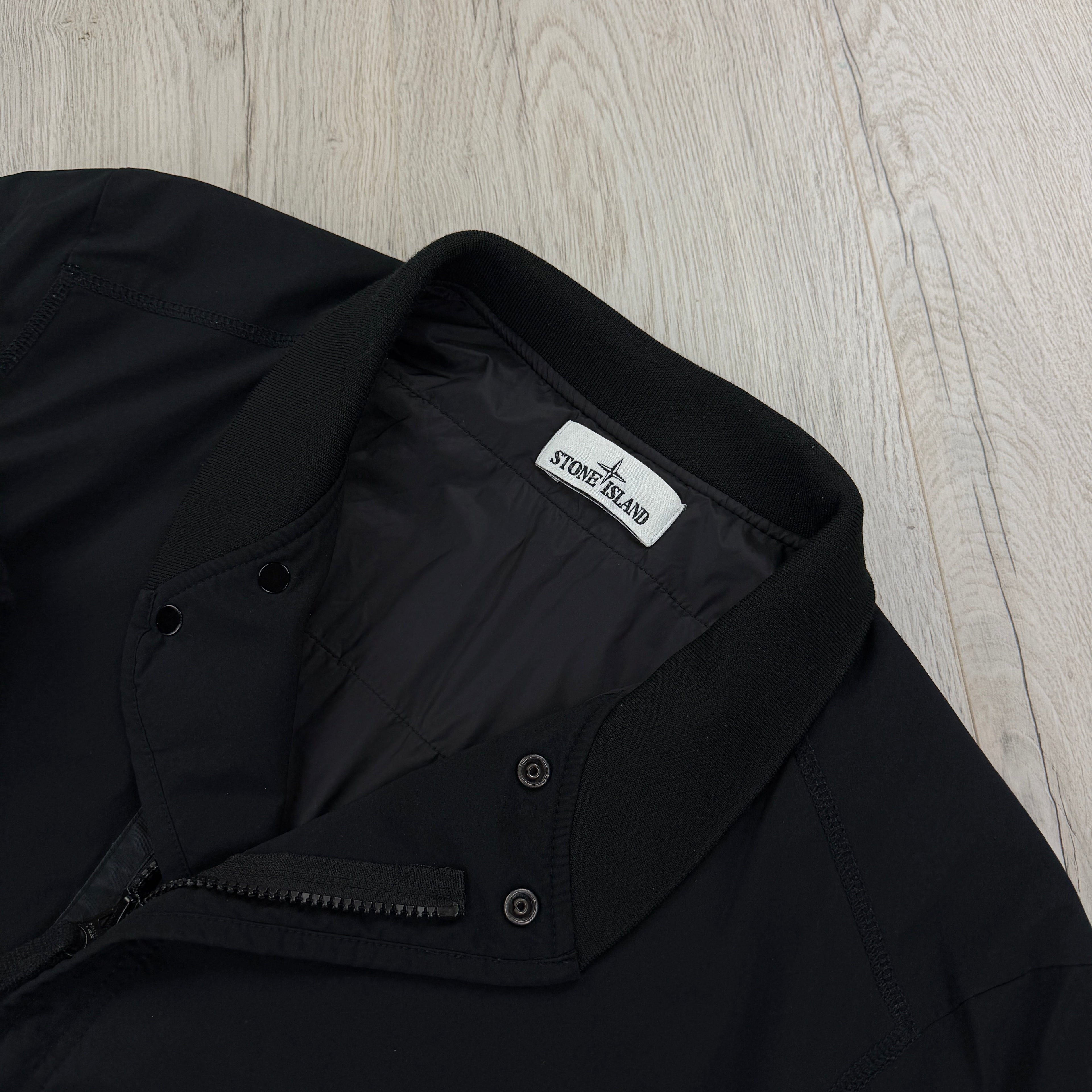 Stone Island Men’s Black Soft Shell Bomber Jacket - Large