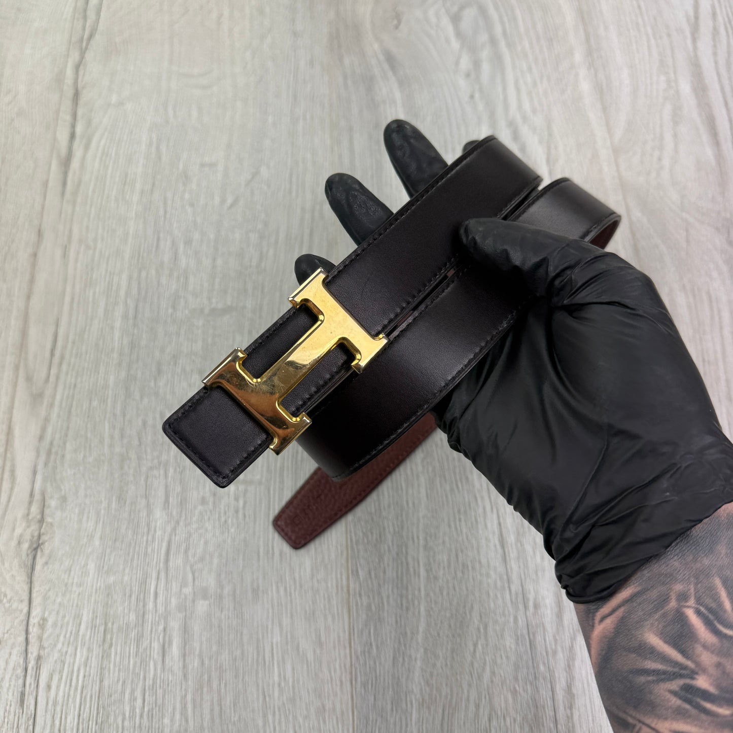 Hermes Men’s Black / Brown Reversible Belt - 90 (Uk 30-34)