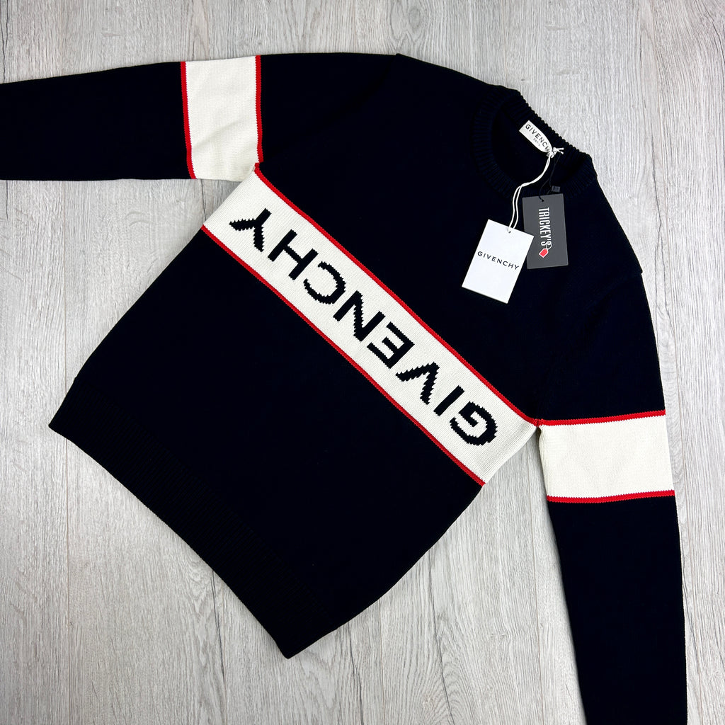 Givenchy Men’s Black Knitted Crewneck With Upside Down Logo