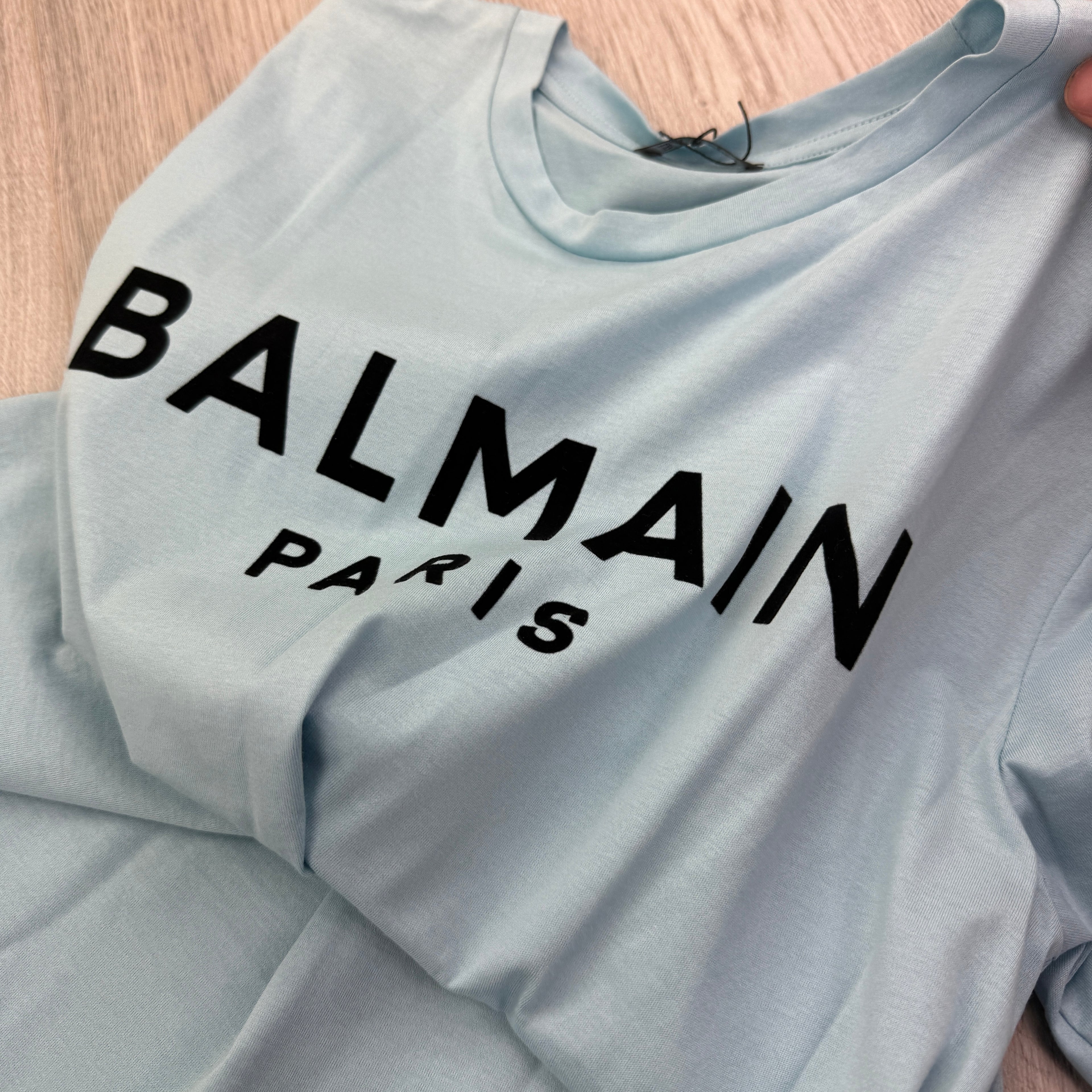 Balmain Paris Men’s Baby Blue T-shirt