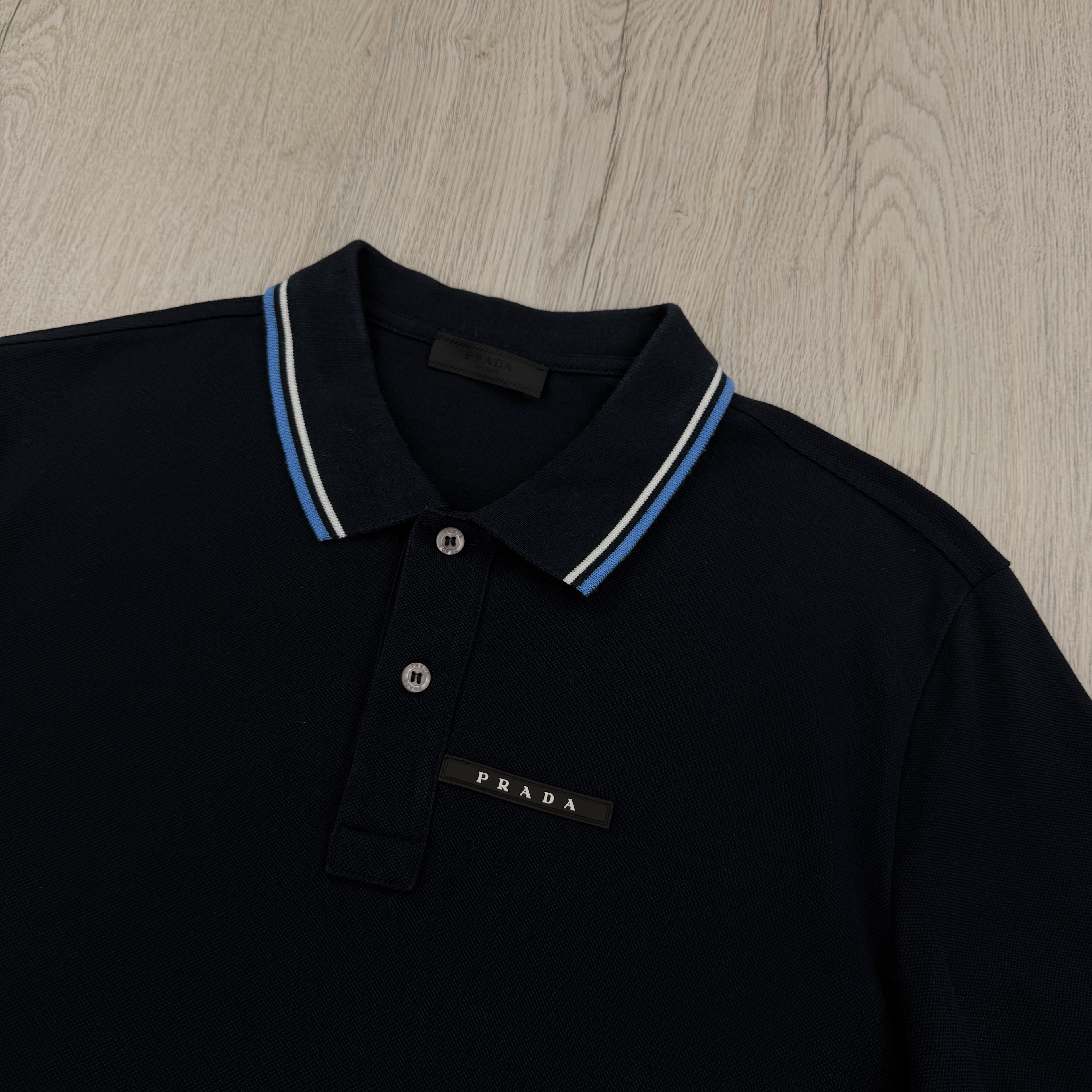 Prada Men’s Navy Black Badge Polo - Large Slim