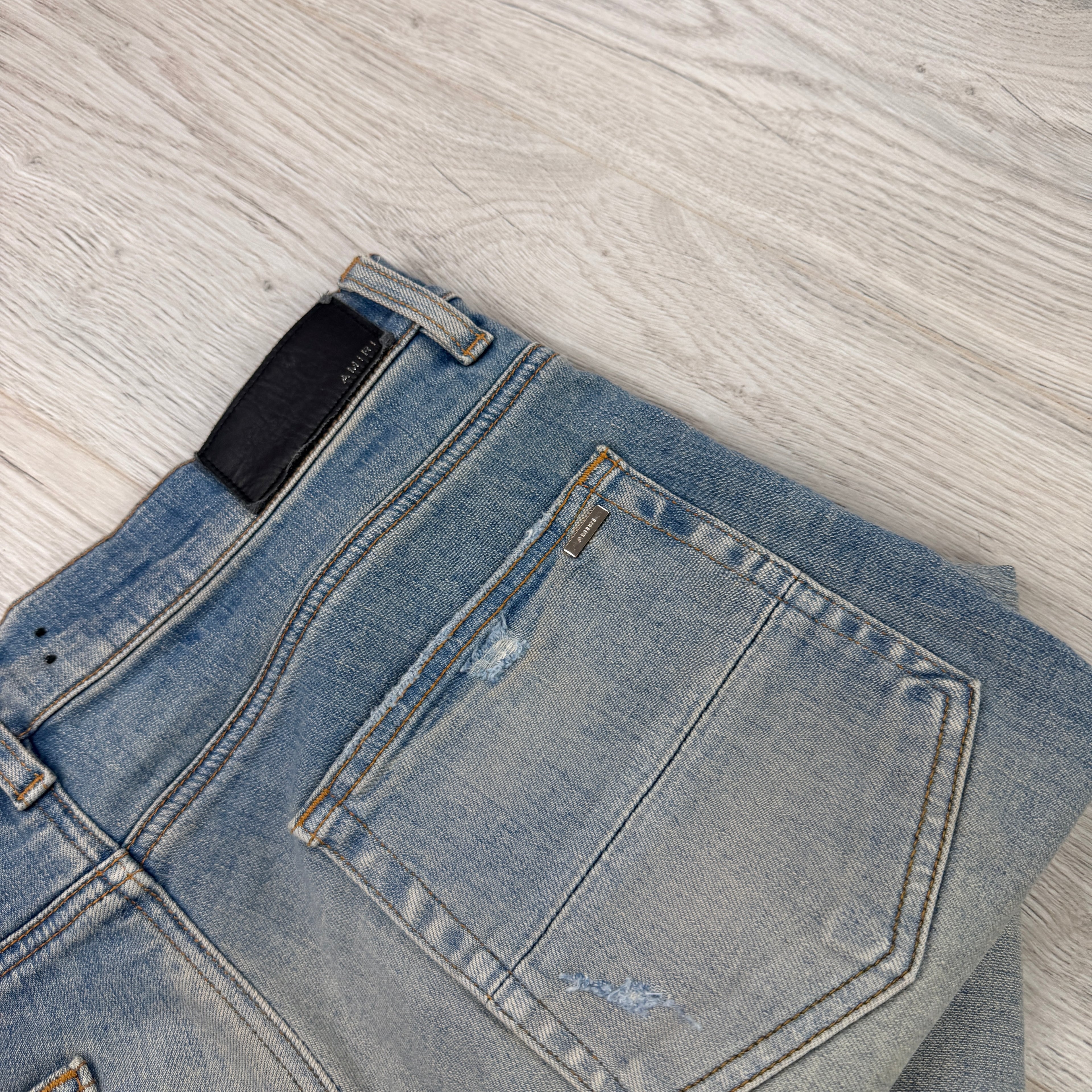 Amiri Men’s MX1 Blue Denim Jeans With Side Logo - Uk 32