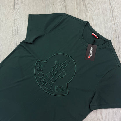 Moncler Men’s Green Front Embroidered Logo T-shirt - Large Slim