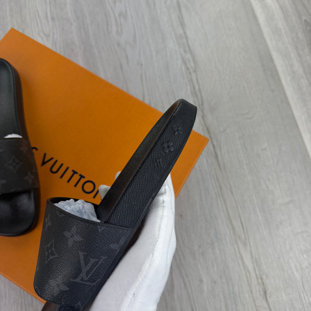 Louis Vuitton Men’s Black Leather Sliders - Uk 6 (Fit 7)