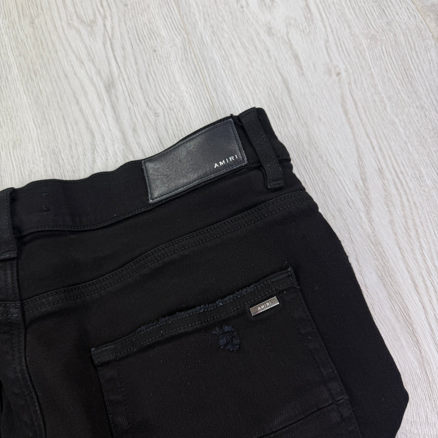 Amiri MX1 Black Distressed Slim Jeans - Uk 31