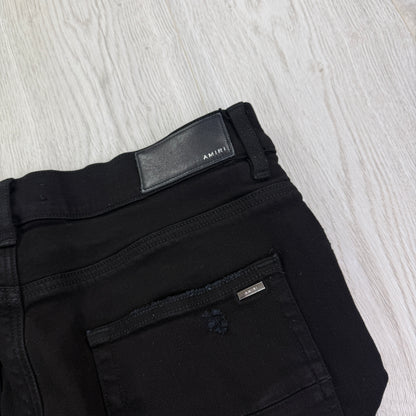 Amiri MX1 Black Distressed Slim Jeans - Uk 31