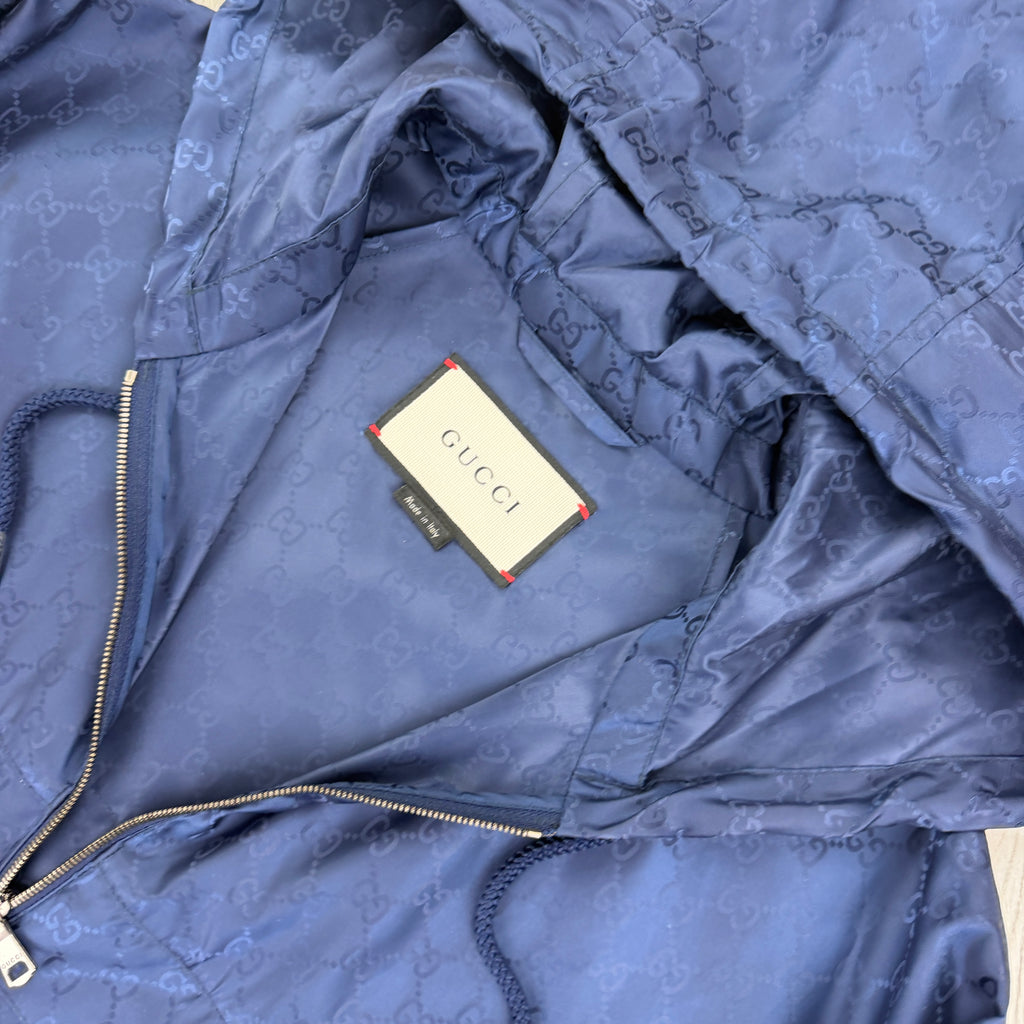Gucci Men’s Navy Zip-up Monogrammed Windbreaker - 50 (Fit XL)