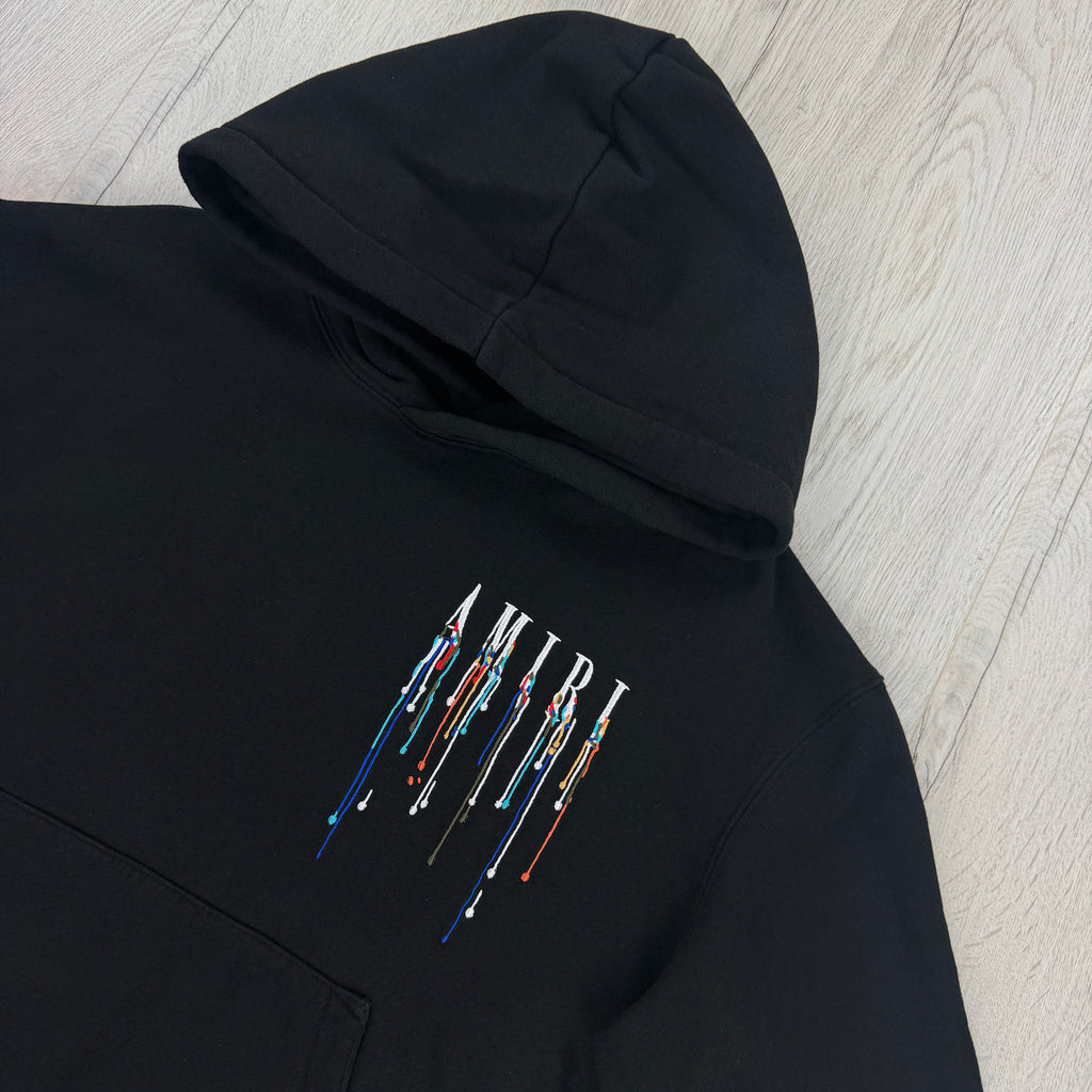 Amiri Men’s Black Paint Drip Logo Hoodie - Small