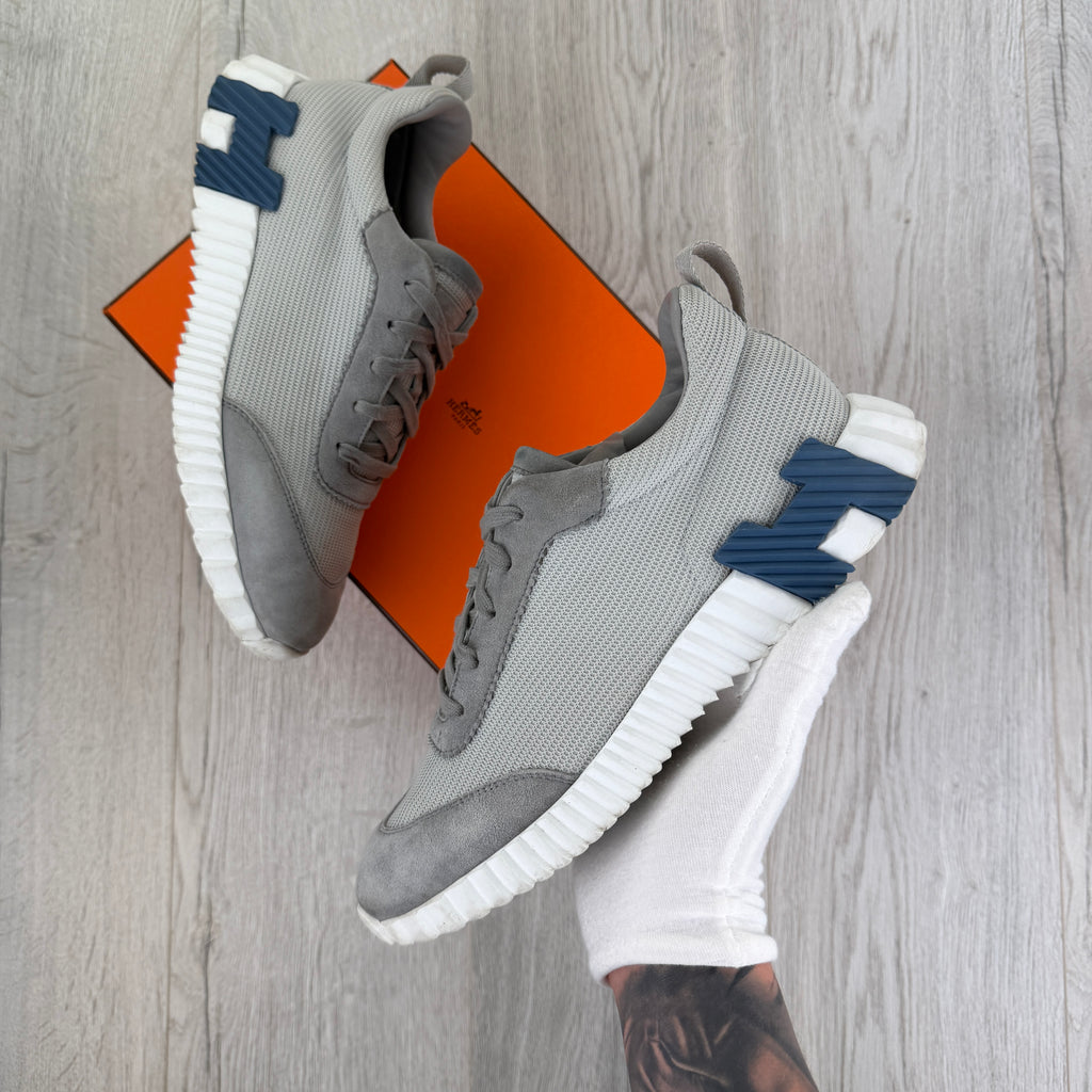 Hermes Men’s Grey Suede Bouncing Sneakers - Uk 8