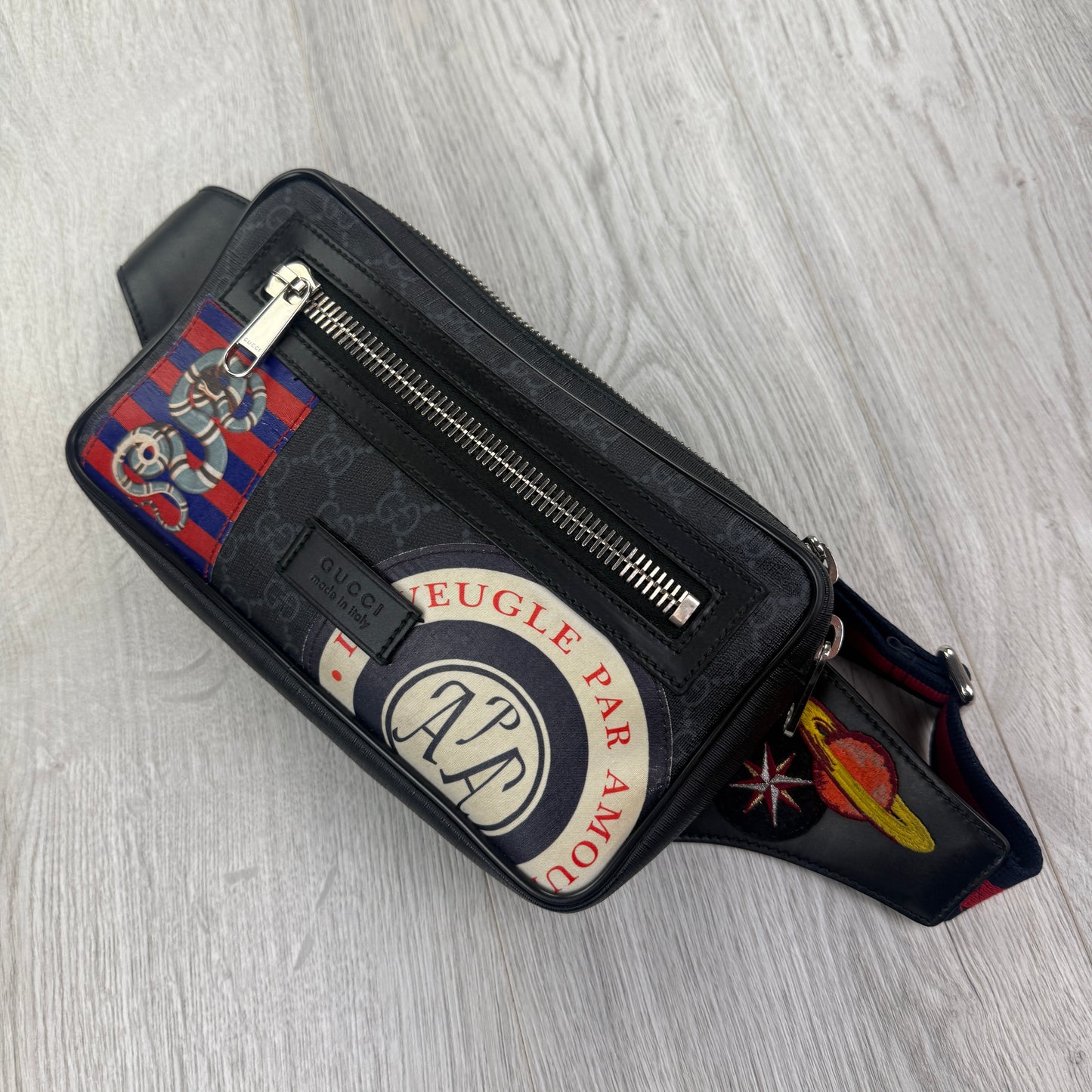 Gucci Men’s GG Black Belt Bag Supreme Patch