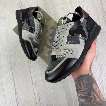 Valentino Men’s Black & Grey Camo Mesh Rockrunner Trainers - Uk 7