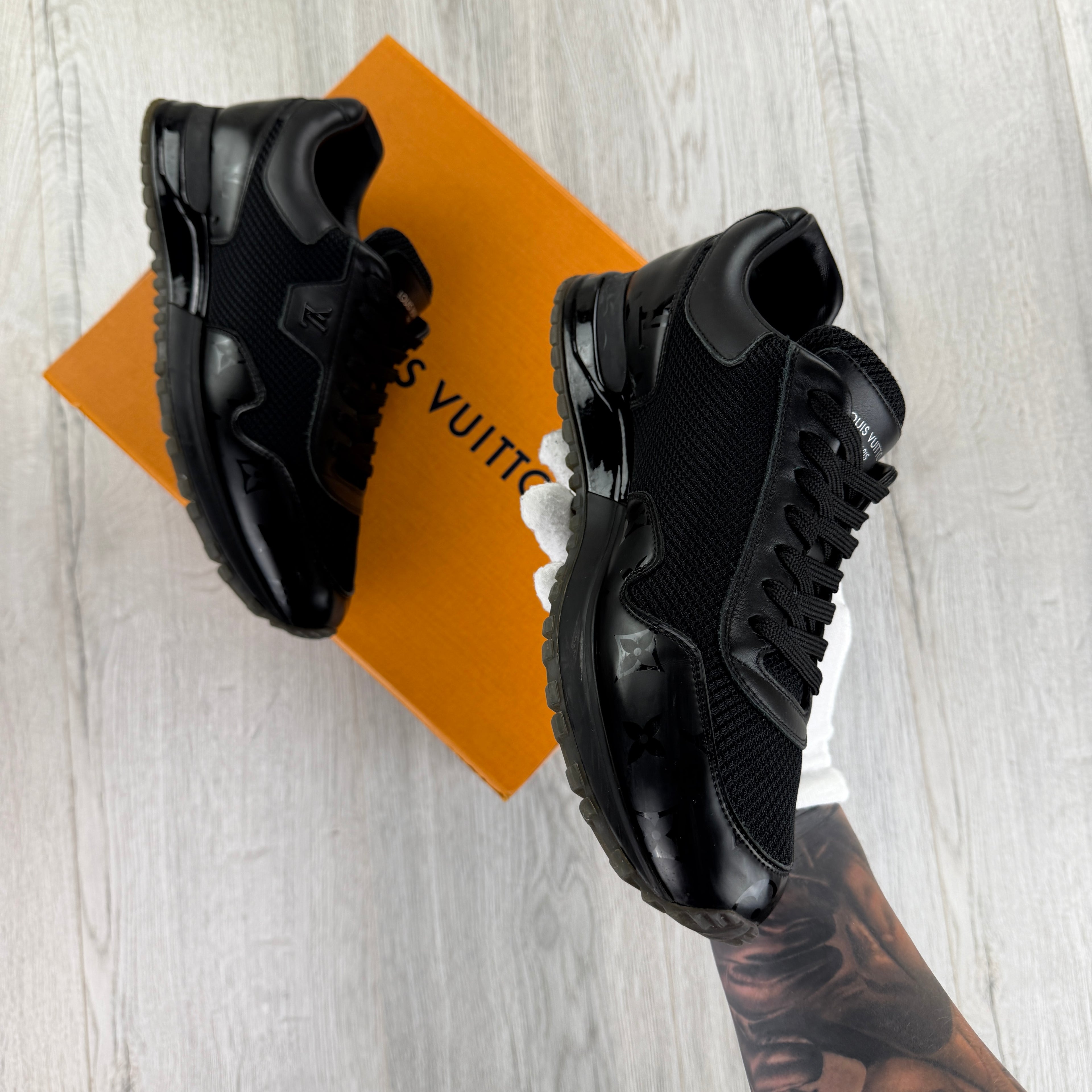 Louis Vuitton Men’s Black Monogram Leather Sneakers - Uk 8 (Fit 8.5)