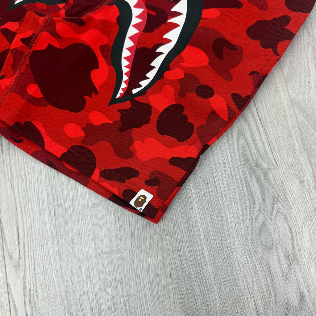 Bape Men’s Red Camo Front Shark Shorts
