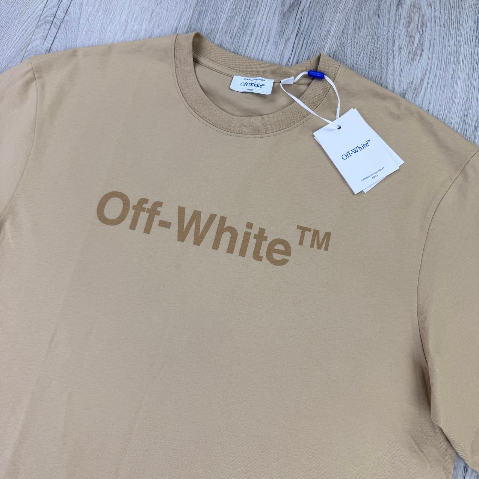 Off White Men’s Beige T-shirt - Medium