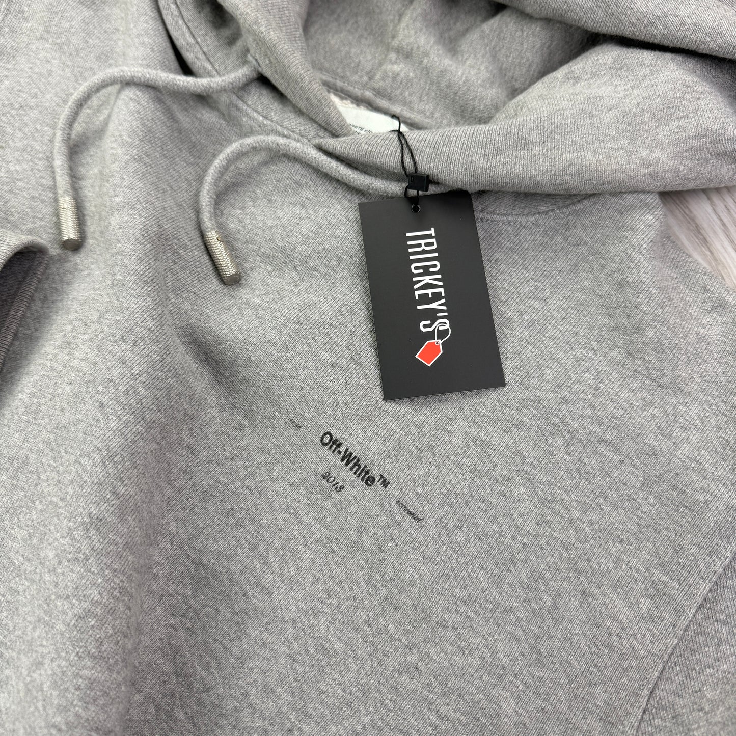 Off-white Men’s Grey Pullover Hoodie - Medium