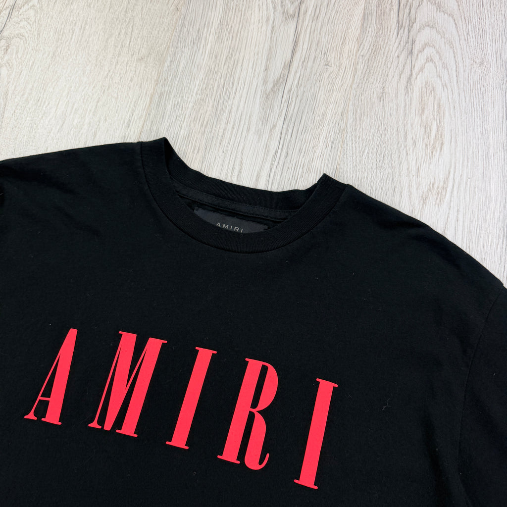 Amiri Men’s Black T-shirt Red Logo - XS