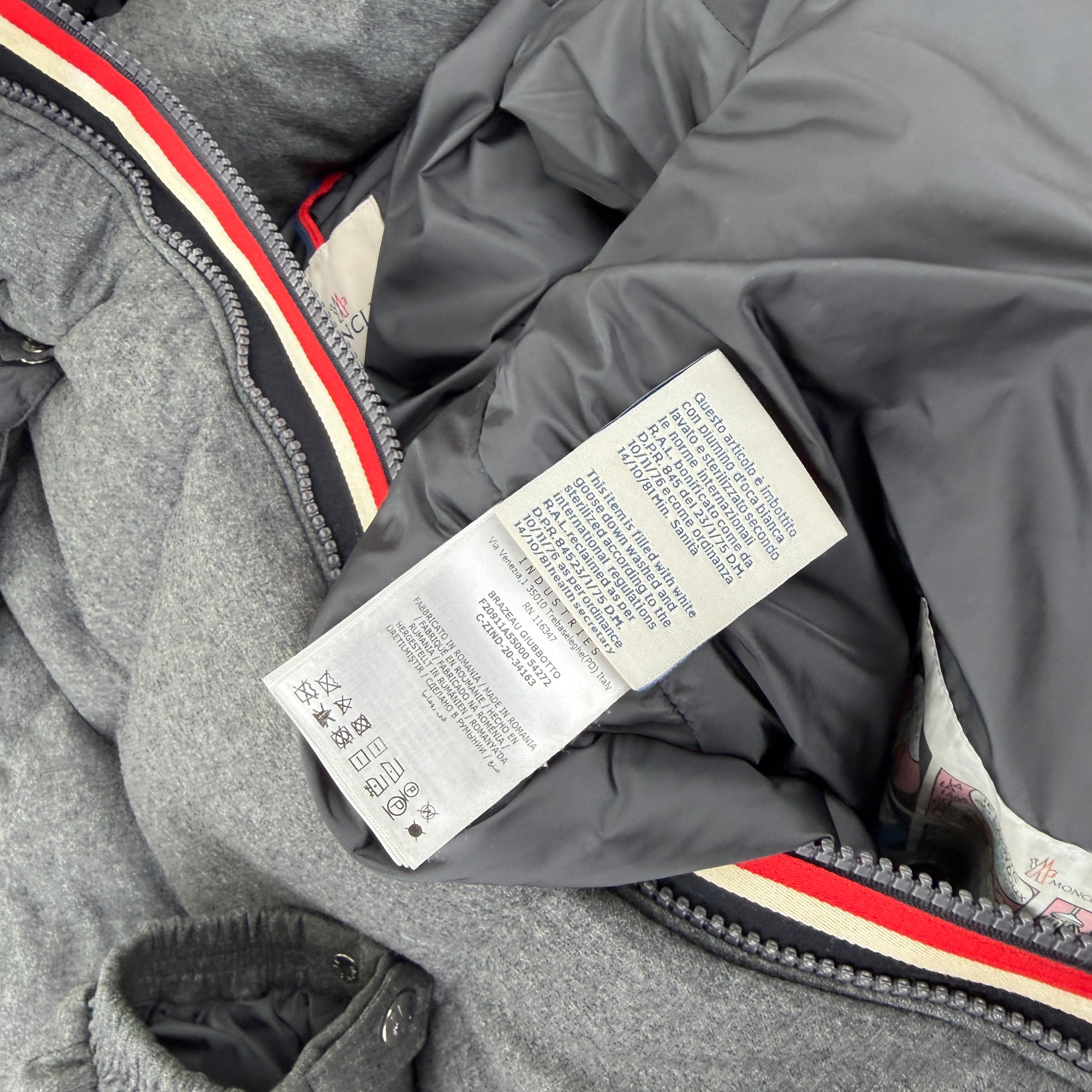 Moncler Men’s Grey Wool Montbeliard Hooded Short Down Jacket - Size 3