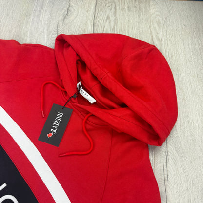 Givenchy Men’s Red Cotton Pullover Hoodie With Contrasting Stripes - Large