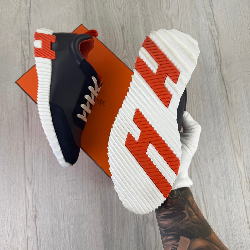 Hermes Men’s Navy Orange Bouncing Sneakers - 42 (Fit Uk 8)