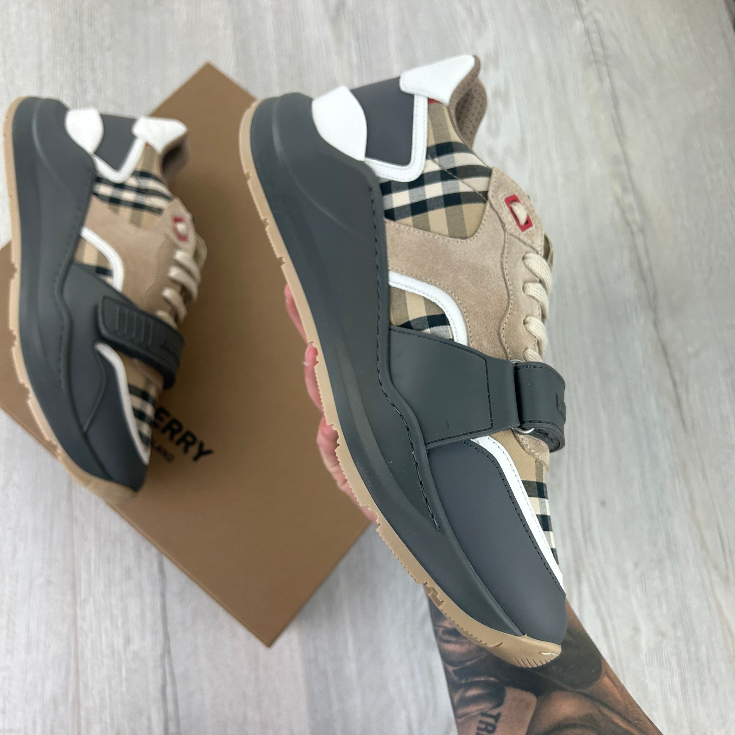 Burberry Men’s Vintage Check, Suede Leather Trainers